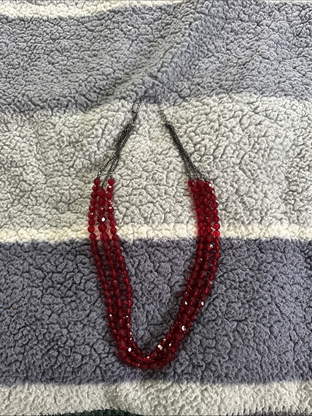 Red Multi-Strand Beaded Necklace - Women Jewelry
